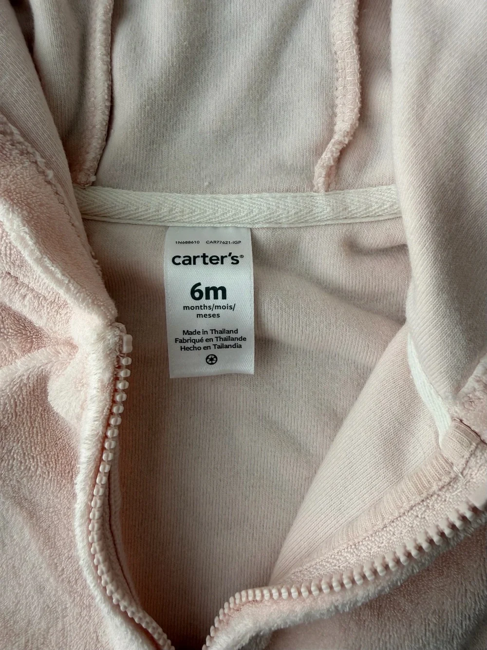 Carter's Light Pink Fleece Hoodie with Ear Hood